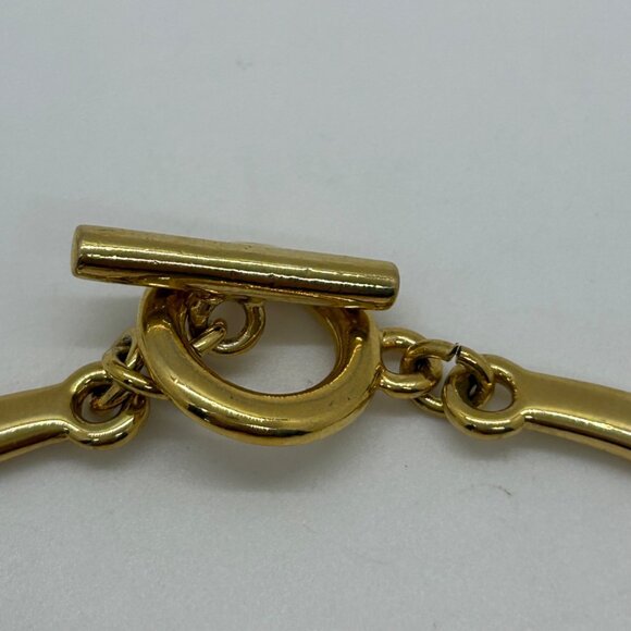 Vintage Goldtone Choker Necklace & Clip-On Hoop Earrings Set - Elegant Design - Picture 7 of 15